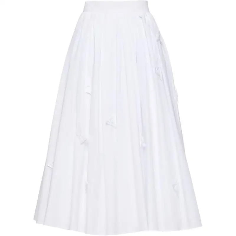 PRADA Casual Long Skirts Women's White Moderate Mid Length Pleated Skirt