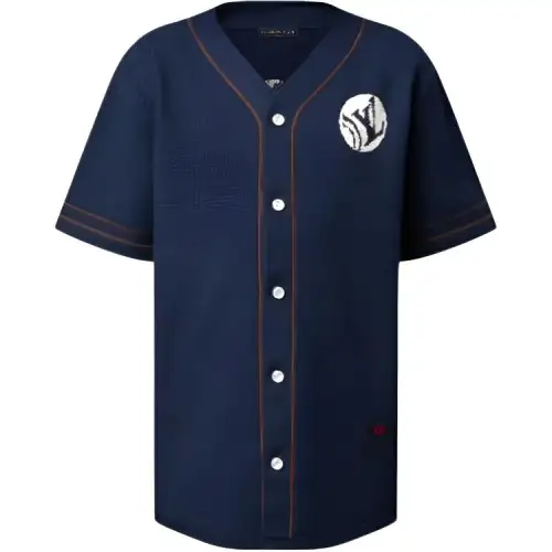 Lv Knitted Short Sleeved Baseball Shirt
