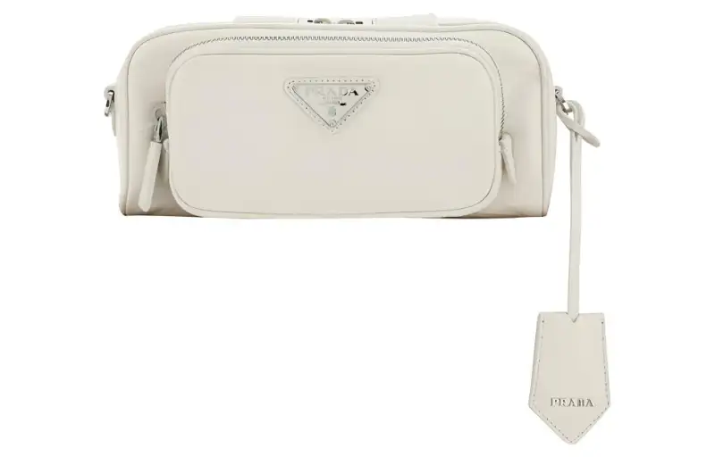 PRADA Nappa Leather Crossbody Bag, Shoulder Bag Women's White