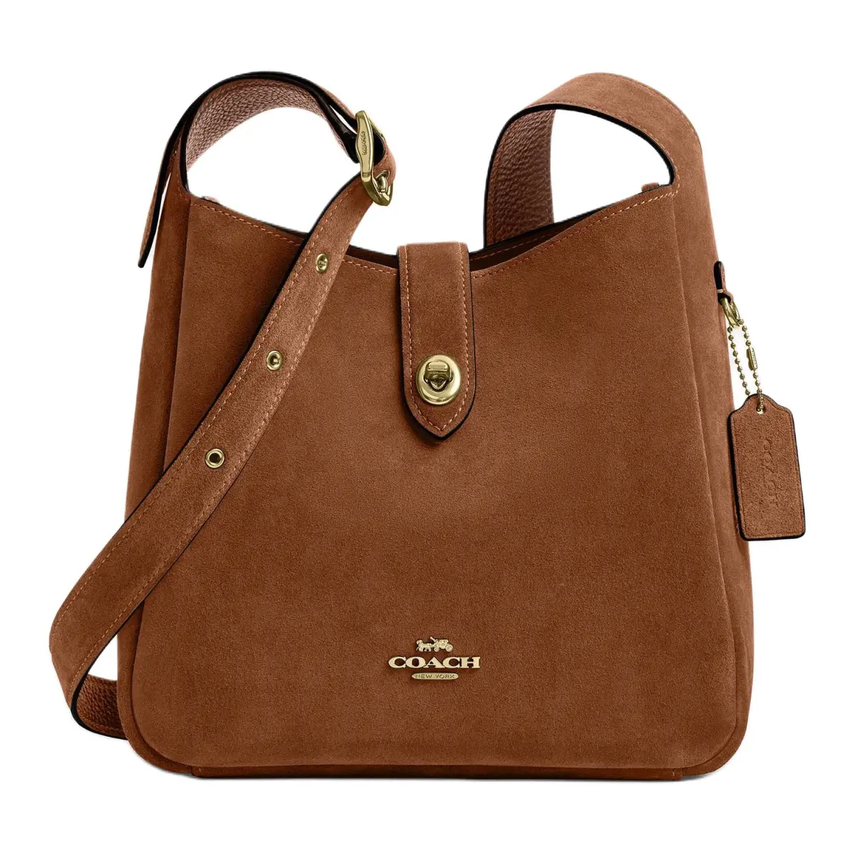 COACH Hadley Cow Split Leather Shoulder Bag, Crossbody Bag Medium Women's Yellow Ochre