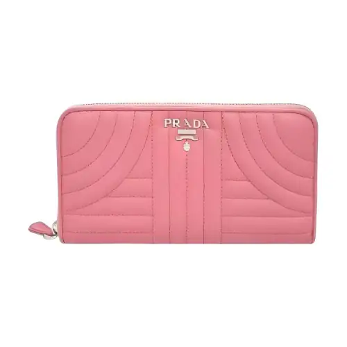 PRADA Genuine Leather Wallet Regular Women's Pink