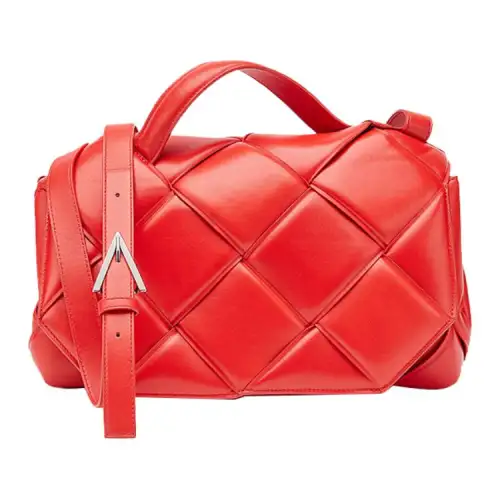 Bottega Veneta Leather Shoulder Bag, Crossbody Bag, Handbag Women's Red
