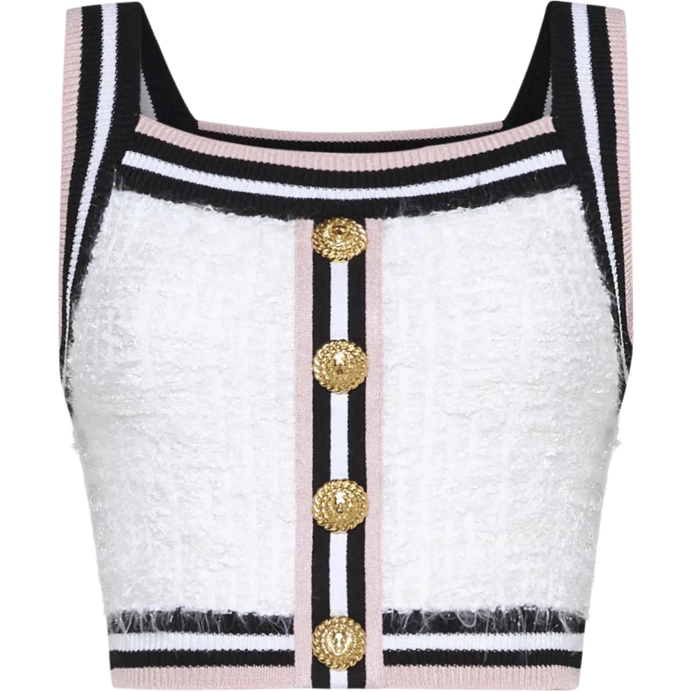 Женская футболка BALMAIN Stripe (бело-черная)