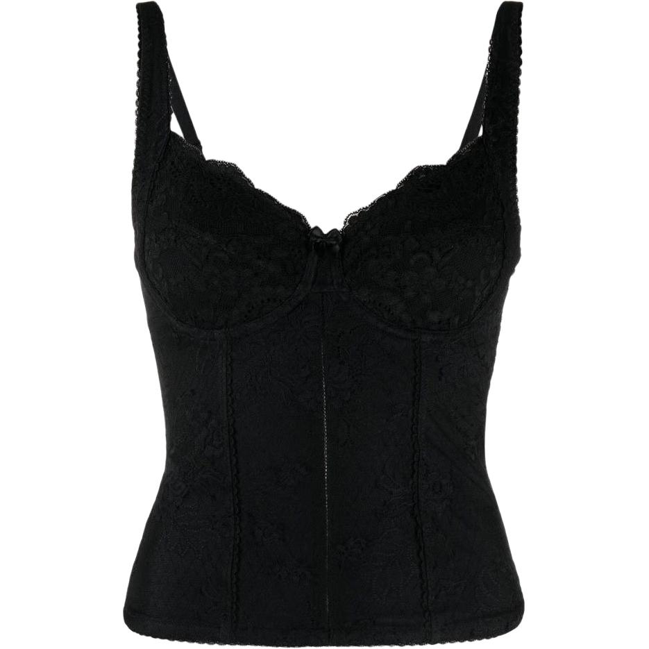 Balenciaga Allover Logo Lace Detailed Lingerie Top