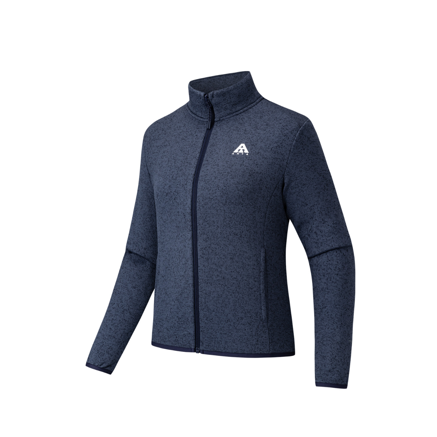 Anta Stand Collar, Liner Coat, Thick Needle Fleece Garment Women’s Maya Blue Flower Gray
