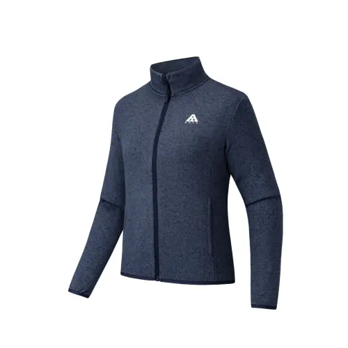 Anta Stand Collar, Liner Coat, Thick Needle Fleece Garment Women's Maya Blue Flower Gray