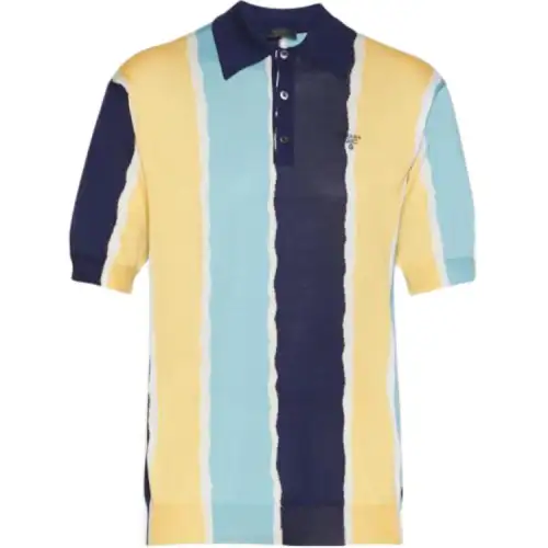 PRADA Polo Shirts Men's Multicolor Polo Collar Moderate Straight Fit