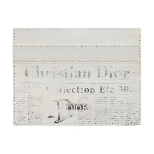 DIOR Daniel Arsham Collaboration Print Grained Calfskin Card Holder Women's Beige