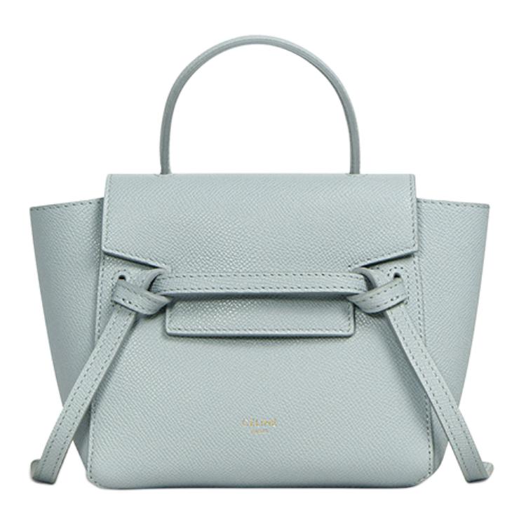 CELINE Belt Cow Leather Handbag Mini Women's Light Blue
