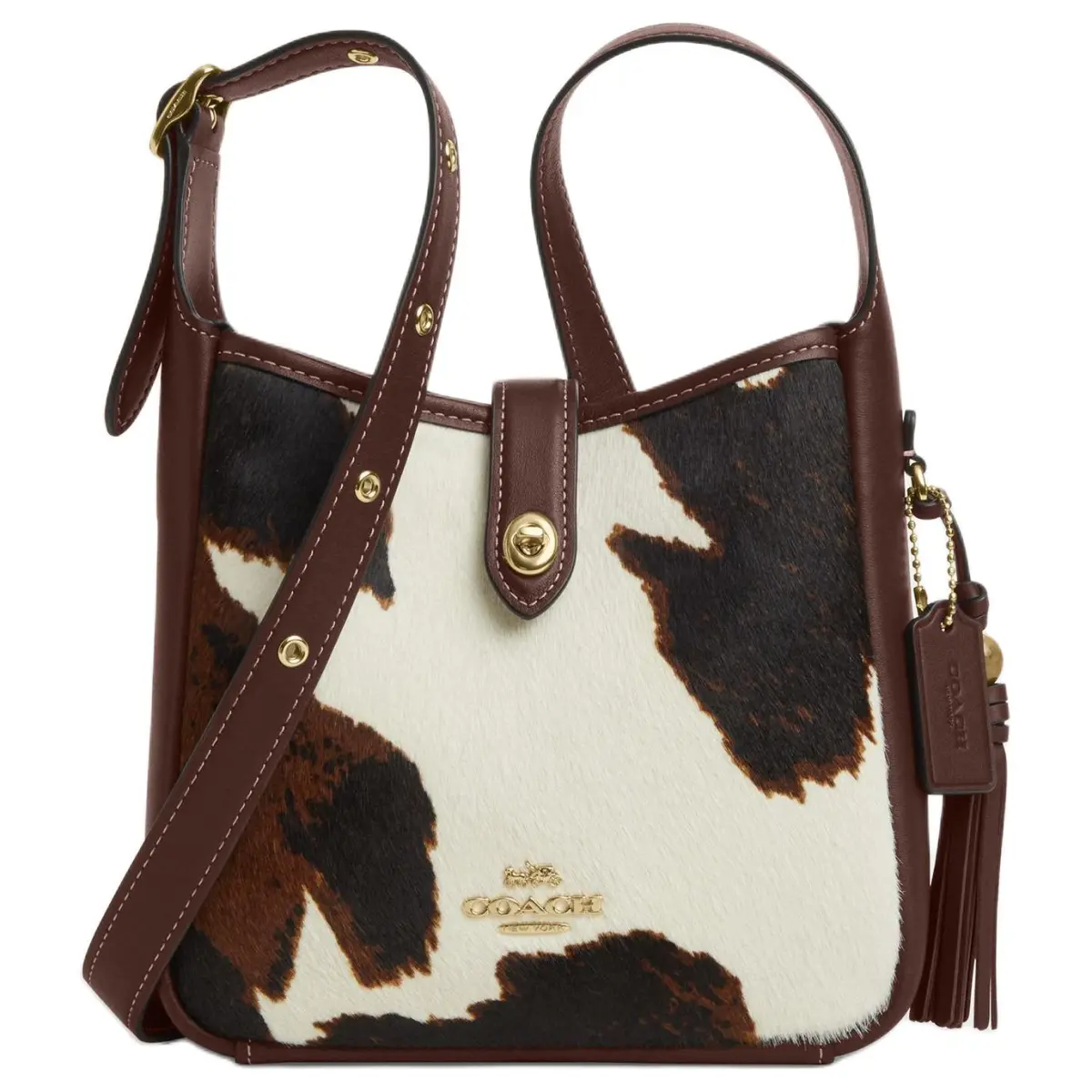 COACH Hadley With Cowhide And Cow Leather Shoulder Bag, Crossbody Bag Small Women's Brown & Beige