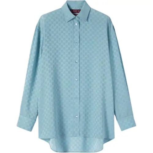Gucci Gg Supreme Print Long-Sleeve Shirt
