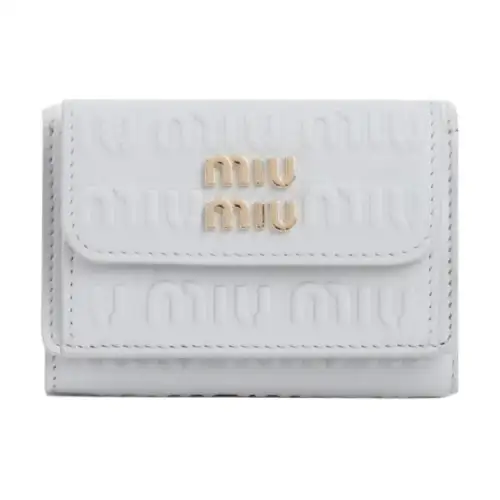 MIU MIU Matelassé Calfskin Wallet Women's Blue
