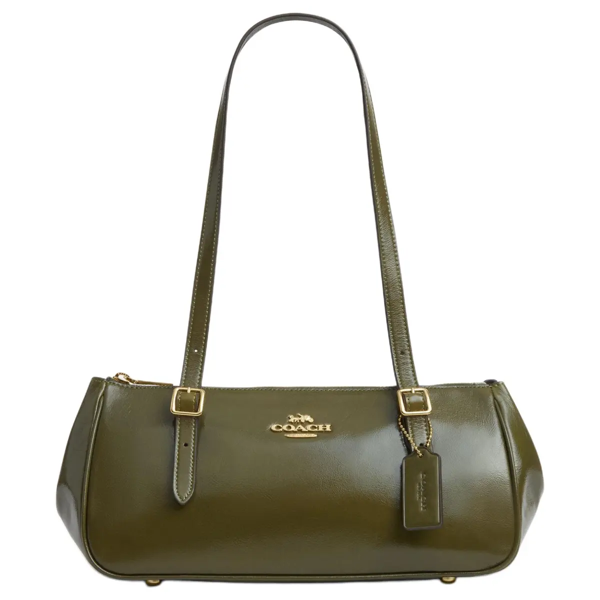 COACH Cow Leather Shoulder Bag Large Women's Olive Green