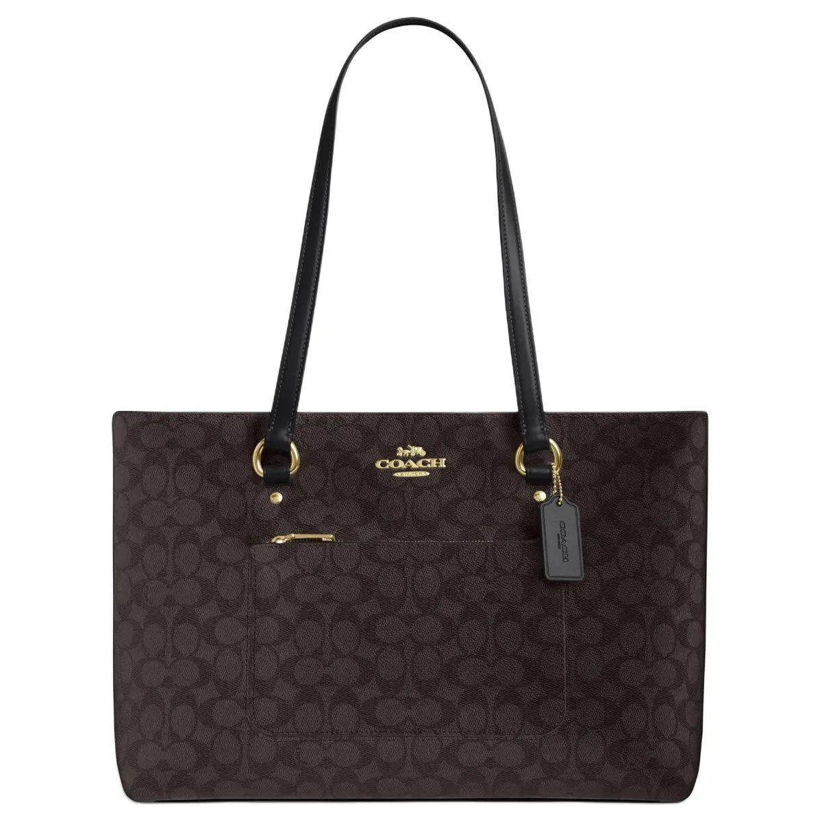 COACH Station Coated Canvas With Leather Shoulder Bag Large Women's Walnut
