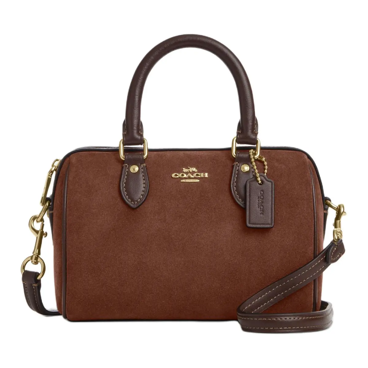 COACH Rowan Cow Leather Boston Cylinder Bag Handbags Small Women's Vintage Brown