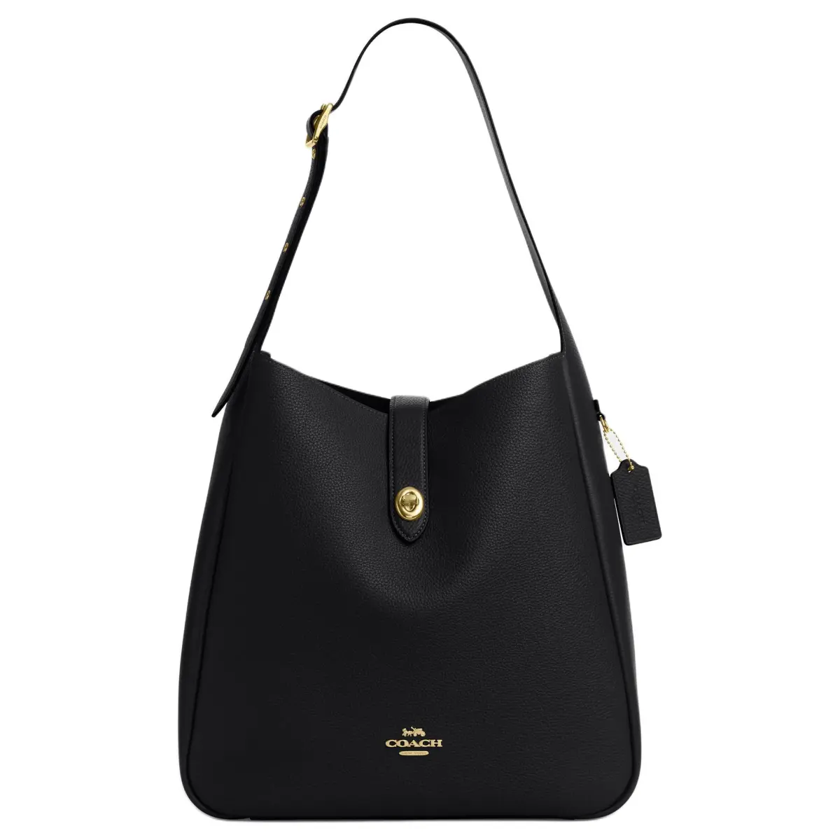 COACH Hadley Cow Leather Shoulder Bag Large Women's Black