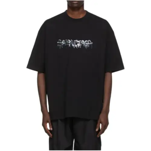 Balenciaga T Shirts Men's Black Crew Neck Moderate