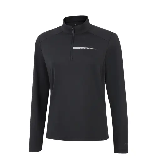 Li Ning T Shirts Women's Black Stand Collar Moderate Straight Fit