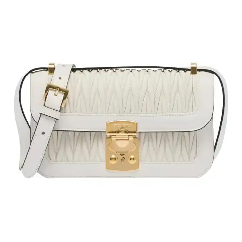 MIU MIU Matelassé Sheepskin Crossbody Bags Women's White