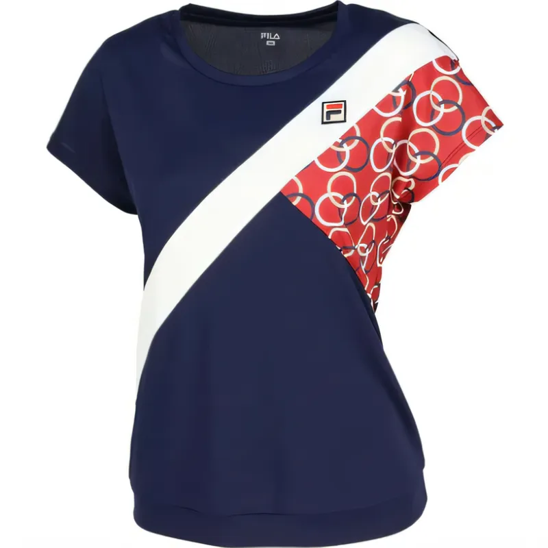 FILA Tennis Tops Women's Marine Blue Crew Neck Moderate