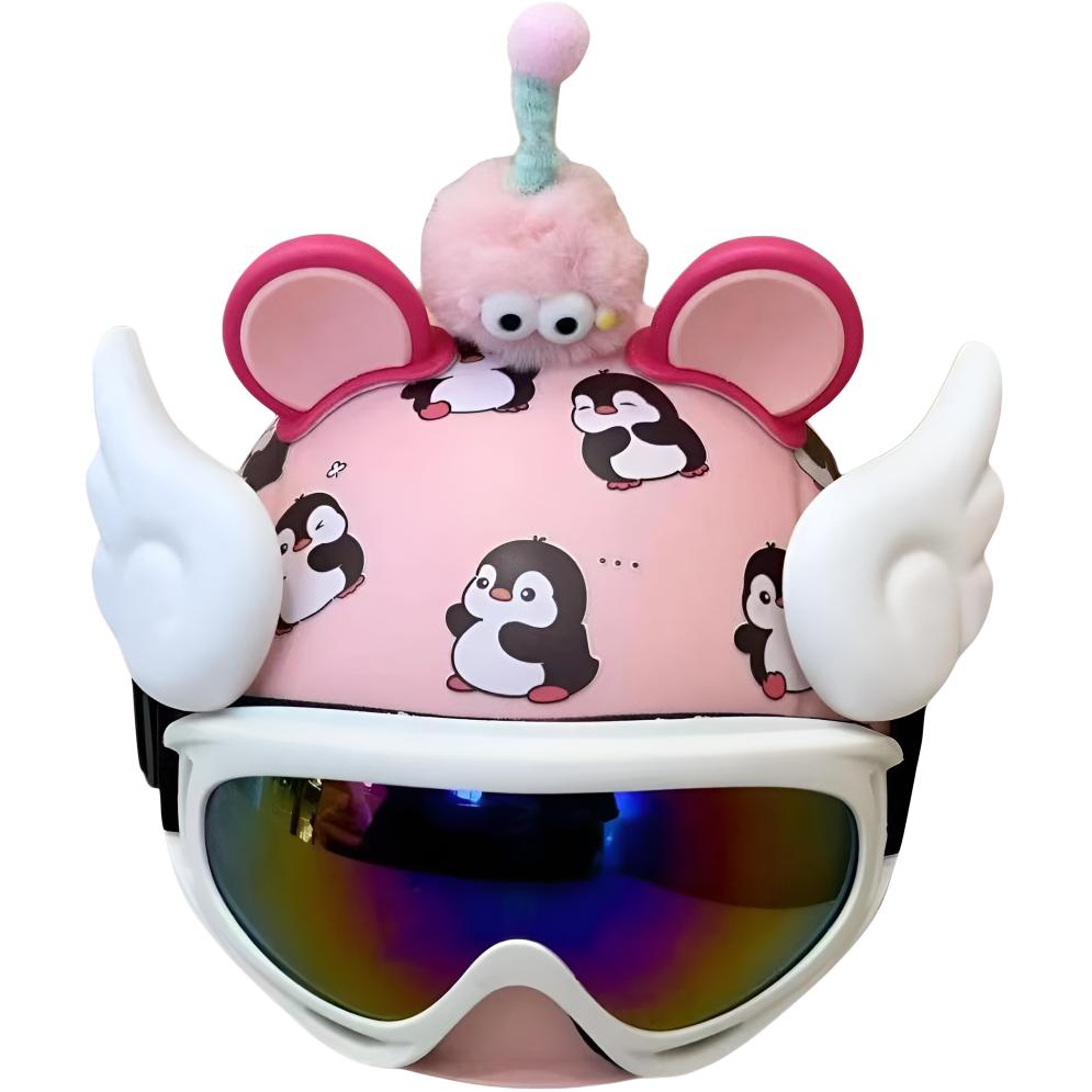 Children's cartoon electric car, travel safe half helmet for cycling, adjustable lens, sun protection
