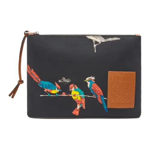 LOEWE Canvas With Calfskin Clutch Women's Black