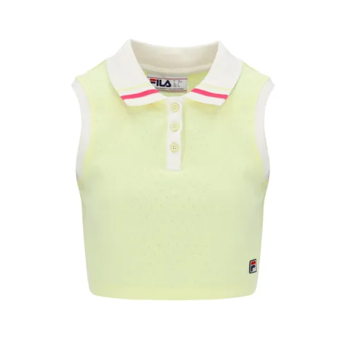 FILA Tennis Tops Women's Yellow Polo Collar Moderate