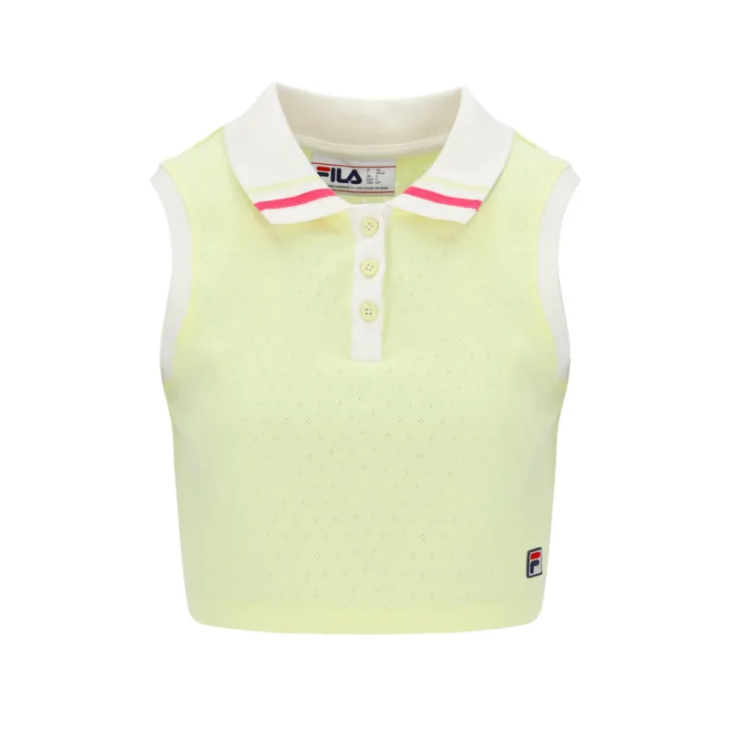FILA Tennis Tops Women's Yellow Polo Collar Moderate