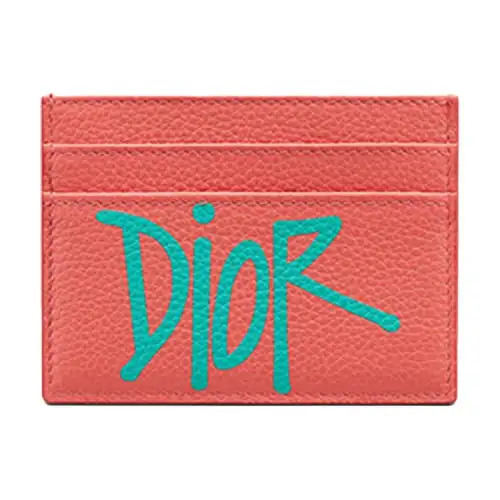 DIOR Shawn Collaboration Cow Leather Card Holder Card Holder Unisex Coral Powder