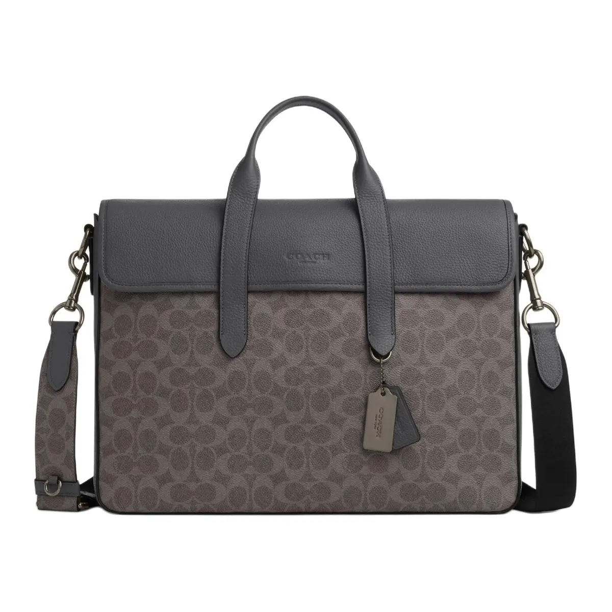 COACH Sullivan Artificial Leather One Shoulder Crossbody Handheld Briefcase Large Unisex Gray