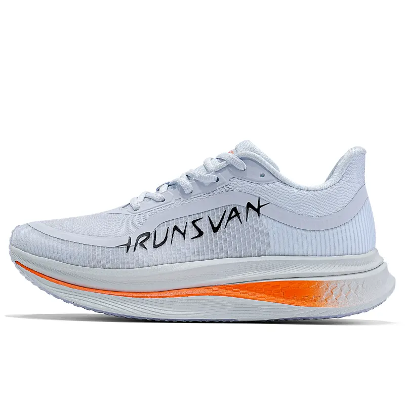 IRunner IRUNSVAN Zhufeng 1.0 Full-length propulsion nylon plate Marathon racing Track and field physical examination professional training 100 meters and kilometers Double layer double density Protects arches Stable support Low-cut running shoes Unisex style Lava gray