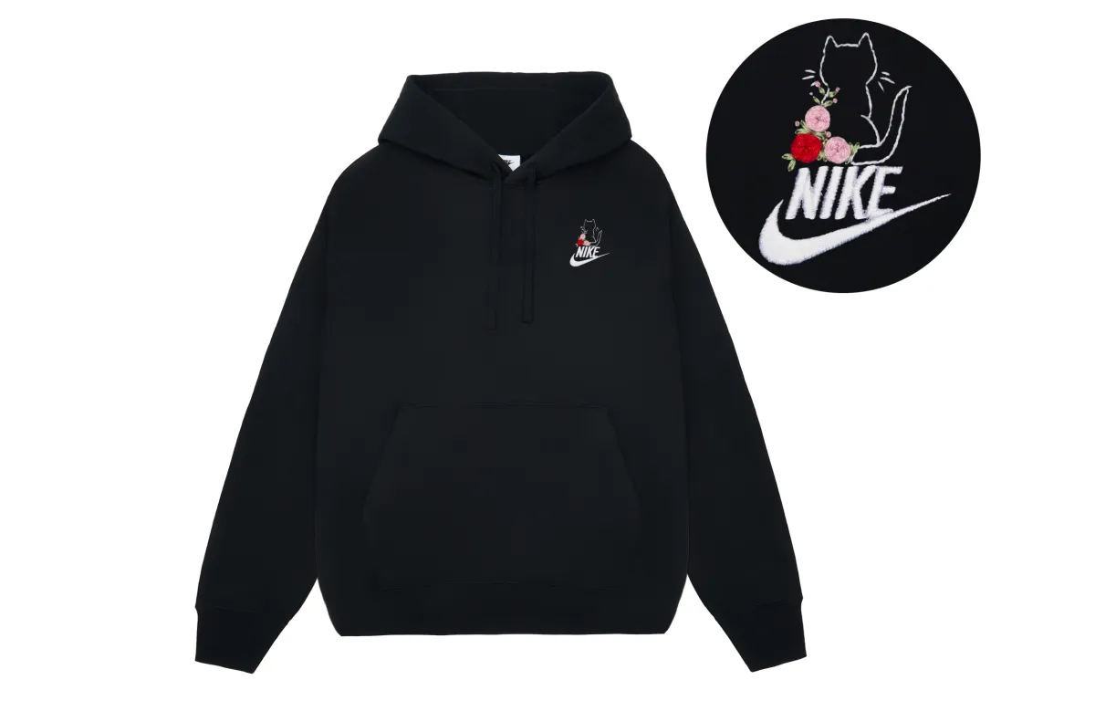 Nike Sweatshirts Unisex Black Hooded (Non-detachable) Thickened