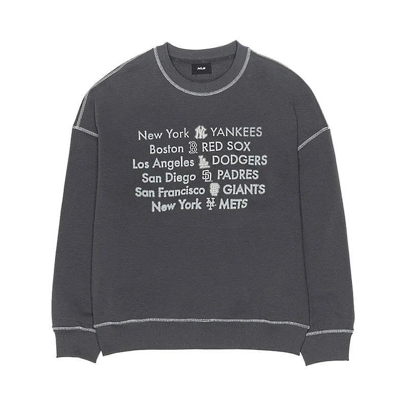 MLB Sweatshirts Unisex Charcoal Gray Crew Neck Moderate