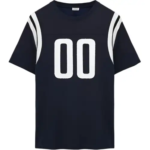 LOEWE T Shirts Men's Marine Blue Crew Neck Moderate Straight Fit