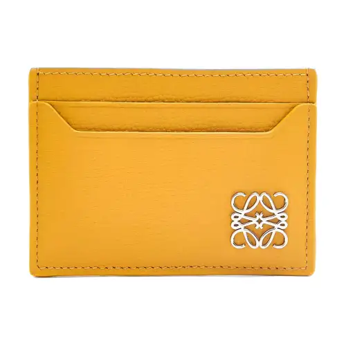 LOEWE Anagram Pebble Texture Cow Leather Card Holder Women's Sunflower Yellow
