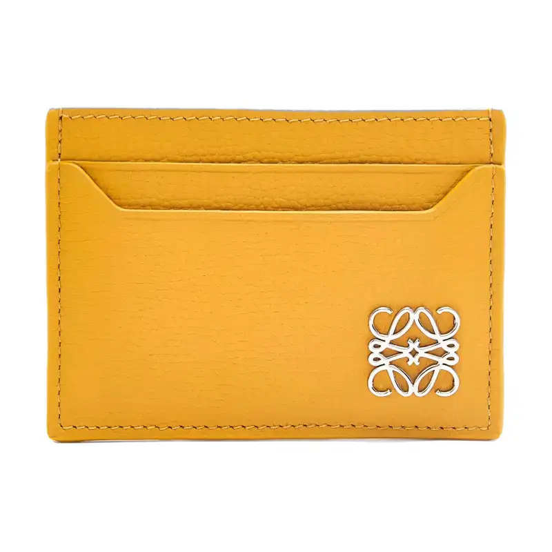 LOEWE Anagram Pebble Texture Cow Leather Card Holder Women's Sunflower Yellow