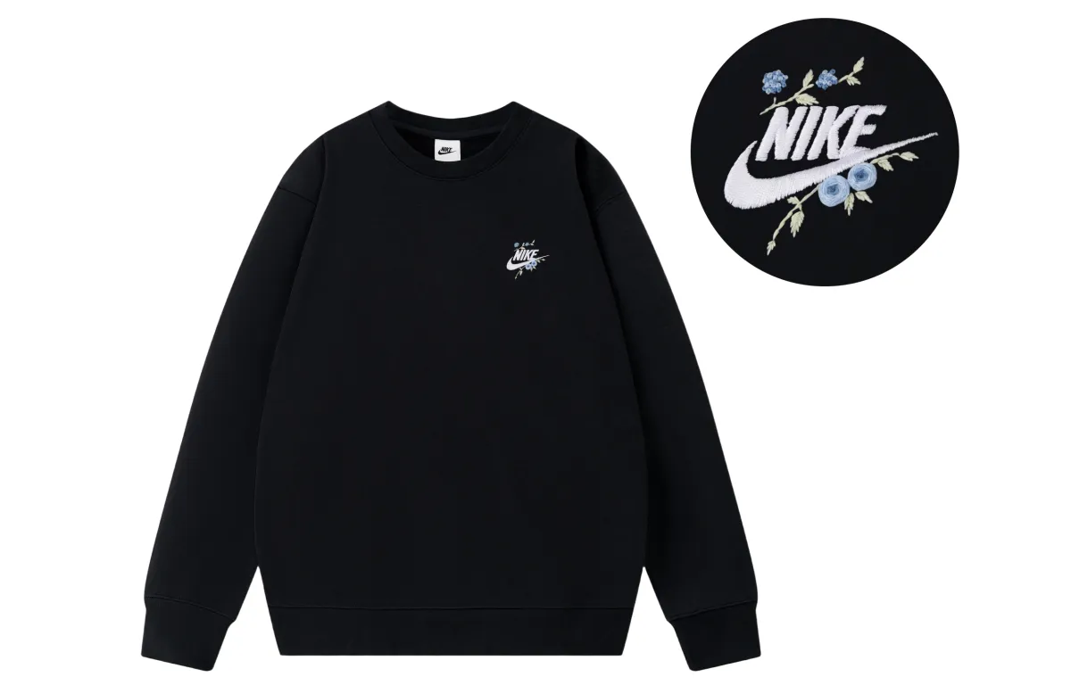 Nike Sweatshirts Unisex Blue-Plum Blossom Crew Neck Moderate Regular