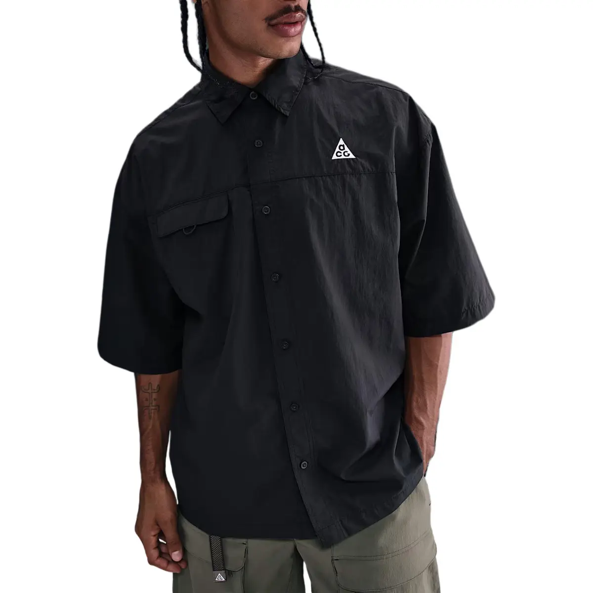 Nike Clothing Shirts Men's Black Lapel Moderate