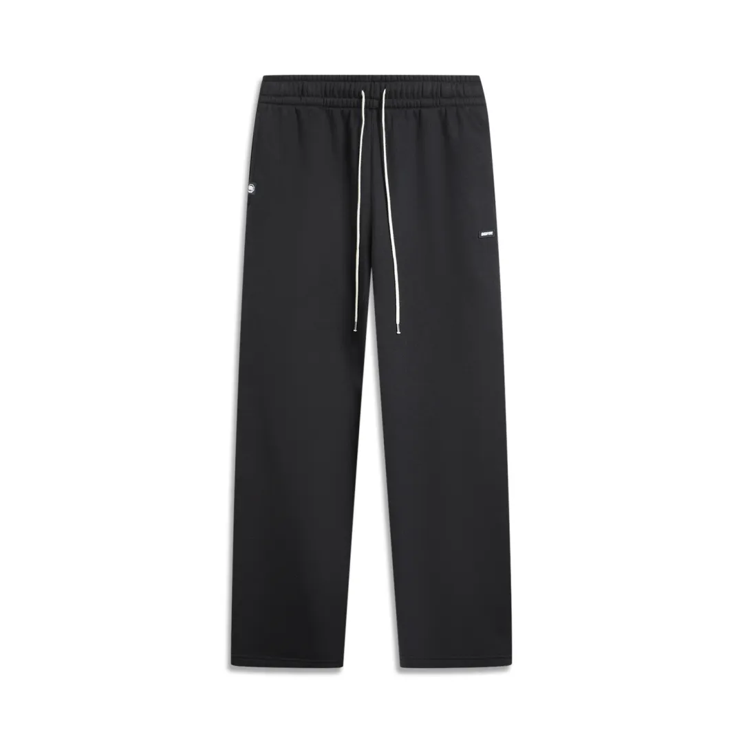 Li Ning Loose Fit Fashion Versatile Casual Fleece Lined Thermal Letter Stitching, Straight Fit Knitted Sweatpants Men's