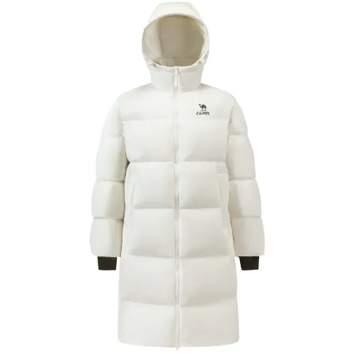 CAMEL Velvet sports long warm down jacket for men and women, mid-length