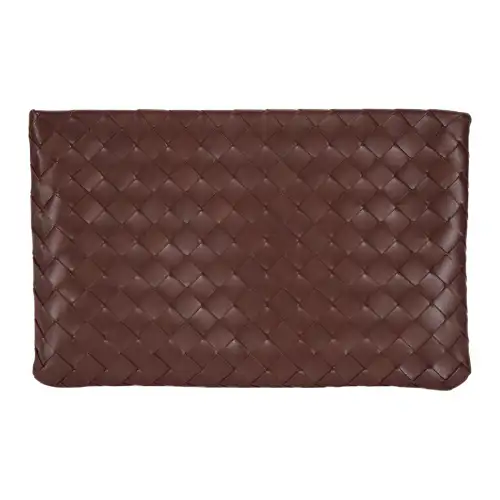 Bottega Veneta Lambskin With Calfskin Clutch Medium Women's Brown