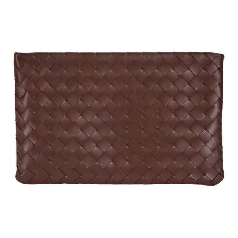 Bottega Veneta Lambskin With Calfskin Clutch Medium Women's Brown