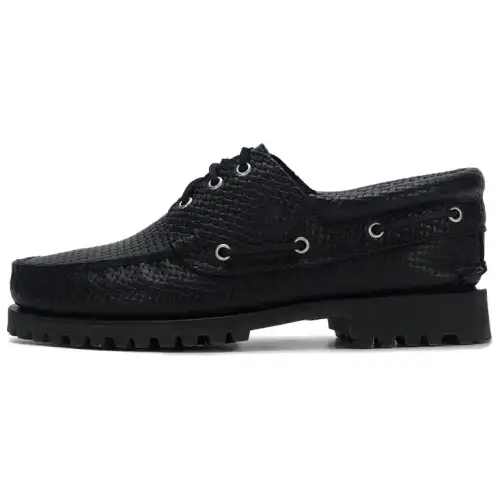 Timberland Cow Split Leather Boat Shoes Men's Black