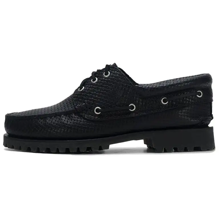 Timberland Cow Split Leather Boat Shoes Men's Black