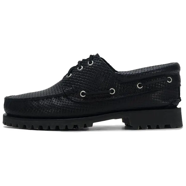 Timberland Cow Split Leather Boat Shoes Men's Black