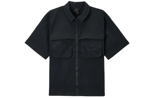Jordan Shirts Men's Black Lapel Moderate Shirt
