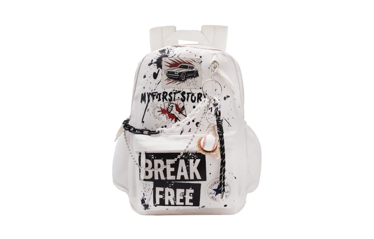 Converse Polyester Boundary Breaking Graffiti Backpack Medium Unisex Black White