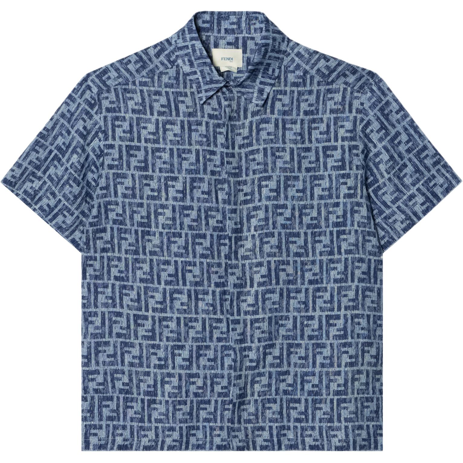 Рубашка Fendi Короткий Рукав (синяя)