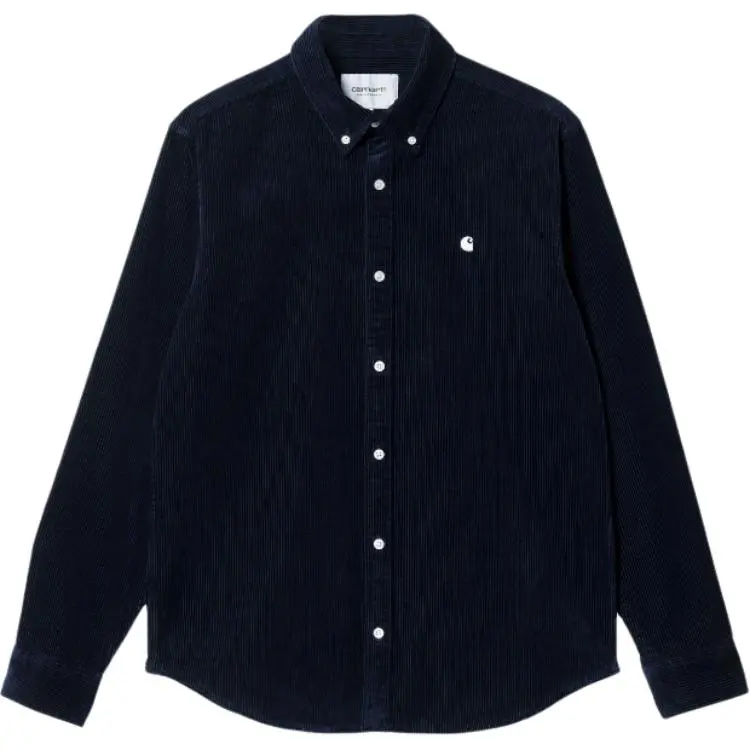 Carhartt WIP Shirts Men's Dark Marine Blue Stand Collar Moderate Other