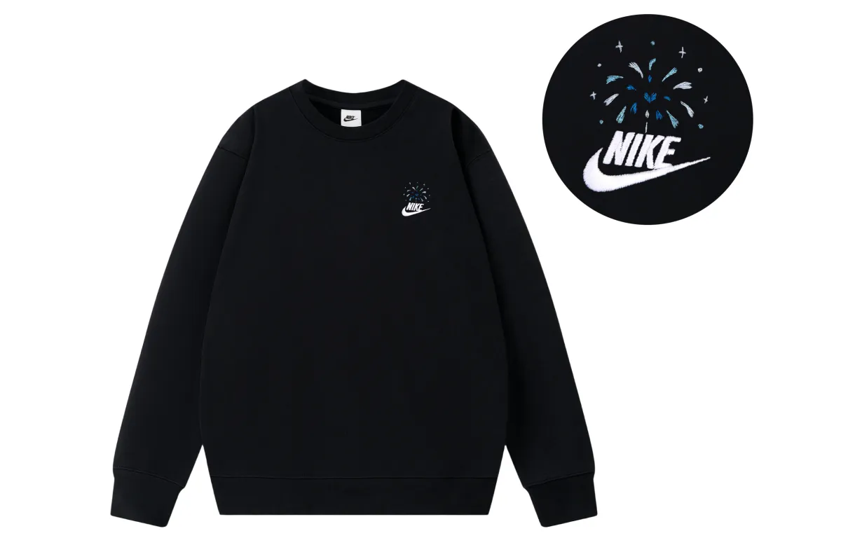 Nike Sweatshirts Unisex Black Crew Neck Moderate Regular